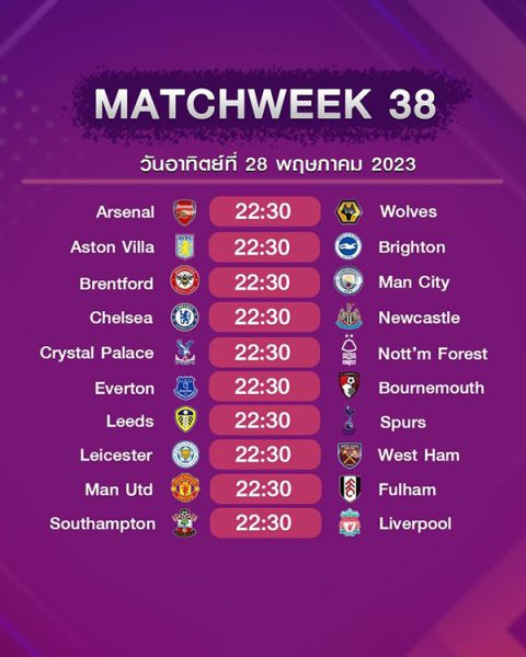 โปรแกรมพรีเมียร์ลีก 2023-heng99game